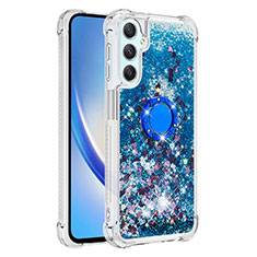 Custodia Silicone Cover Morbida Bling-Bling con Anello Supporto YB1 per Samsung Galaxy A25 5G Blu
