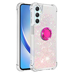 Custodia Silicone Cover Morbida Bling-Bling con Anello Supporto YB1 per Samsung Galaxy A25 5G Rosa