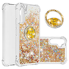 Custodia Silicone Cover Morbida Bling-Bling con Anello Supporto YB1 per Samsung Galaxy A34 5G Oro