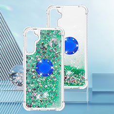 Custodia Silicone Cover Morbida Bling-Bling con Anello Supporto YB1 per Samsung Galaxy A34 5G Verde