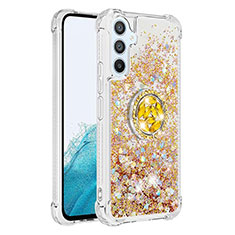 Custodia Silicone Cover Morbida Bling-Bling con Anello Supporto YB1 per Samsung Galaxy A54 5G Oro
