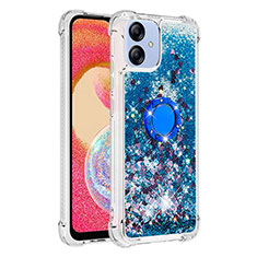 Custodia Silicone Cover Morbida Bling-Bling con Anello Supporto YB1 per Samsung Galaxy M04 Blu