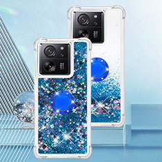 Custodia Silicone Cover Morbida Bling-Bling con Anello Supporto YB1 per Xiaomi Mi 13T 5G Blu
