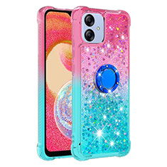 Custodia Silicone Cover Morbida Bling-Bling con Anello Supporto YB2 per Samsung Galaxy F04 Rosa
