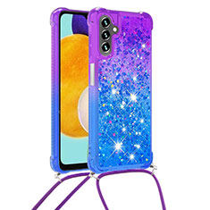 Custodia Silicone Cover Morbida Bling-Bling con Cinghia Cordino Mano S01 per Samsung Galaxy A04s Viola