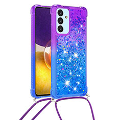 Custodia Silicone Cover Morbida Bling-Bling con Cinghia Cordino Mano S01 per Samsung Galaxy Quantum2 5G Viola