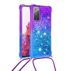 Custodia Silicone Cover Morbida Bling-Bling con Cinghia Cordino Mano S01 per Samsung Galaxy S20 Lite 5G Viola