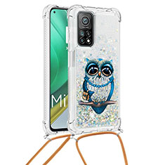 Custodia Silicone Cover Morbida Bling-Bling con Cinghia Cordino Mano S02 per Xiaomi Mi 10T Pro 5G Multicolore