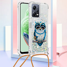 Custodia Silicone Cover Morbida Bling-Bling con Cinghia Cordino Mano S02 per Xiaomi Redmi Note 12 5G Multicolore