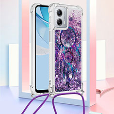 Custodia Silicone Cover Morbida Bling-Bling con Cinghia Cordino Mano YB2 per Motorola Moto G 5G (2023) Viola