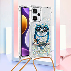 Custodia Silicone Cover Morbida Bling-Bling con Cinghia Cordino Mano YB2 per Xiaomi Poco F5 5G Multicolore