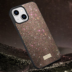 Custodia Silicone Cover Morbida Bling-Bling LD1 per Apple iPhone 13 Marrone