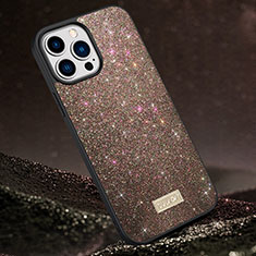 Custodia Silicone Cover Morbida Bling-Bling LD1 per Apple iPhone 13 Pro Marrone