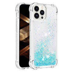 Custodia Silicone Cover Morbida Bling-Bling S01 per Apple iPhone 13 Pro Max Cielo Blu