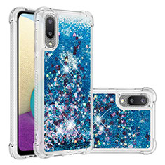 Custodia Silicone Cover Morbida Bling-Bling S01 per Samsung Galaxy A02 Blu