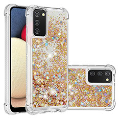 Custodia Silicone Cover Morbida Bling-Bling S01 per Samsung Galaxy A03s Oro