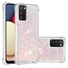 Custodia Silicone Cover Morbida Bling-Bling S01 per Samsung Galaxy A03s Rosa