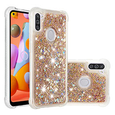 Custodia Silicone Cover Morbida Bling-Bling S01 per Samsung Galaxy A11 Oro