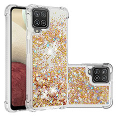 Custodia Silicone Cover Morbida Bling-Bling S01 per Samsung Galaxy A12 Nacho Oro