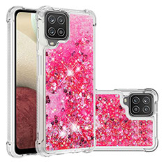 Custodia Silicone Cover Morbida Bling-Bling S01 per Samsung Galaxy A12 Rosa Caldo