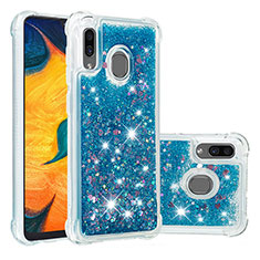 Custodia Silicone Cover Morbida Bling-Bling S01 per Samsung Galaxy A20 Blu