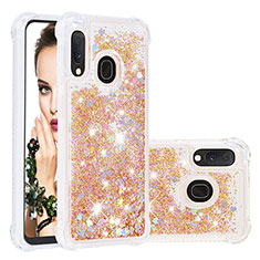 Custodia Silicone Cover Morbida Bling-Bling S01 per Samsung Galaxy A20e Oro