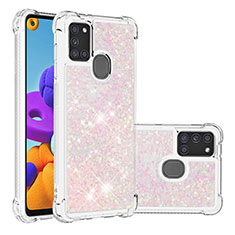 Custodia Silicone Cover Morbida Bling-Bling S01 per Samsung Galaxy A21s Rosa