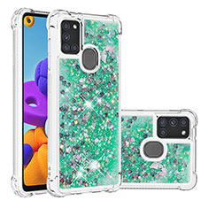 Custodia Silicone Cover Morbida Bling-Bling S01 per Samsung Galaxy A21s Verde