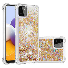 Custodia Silicone Cover Morbida Bling-Bling S01 per Samsung Galaxy A22 5G Oro