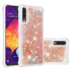 Custodia Silicone Cover Morbida Bling-Bling S01 per Samsung Galaxy A30S Oro