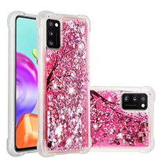 Custodia Silicone Cover Morbida Bling-Bling S01 per Samsung Galaxy A41 Rosa Caldo