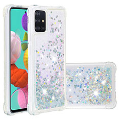 Custodia Silicone Cover Morbida Bling-Bling S01 per Samsung Galaxy A51 4G Argento