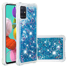 Custodia Silicone Cover Morbida Bling-Bling S01 per Samsung Galaxy A51 4G Blu