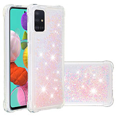 Custodia Silicone Cover Morbida Bling-Bling S01 per Samsung Galaxy A51 5G Rosa