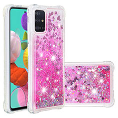 Custodia Silicone Cover Morbida Bling-Bling S01 per Samsung Galaxy A51 5G Rosa Caldo