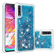 Custodia Silicone Cover Morbida Bling-Bling S01 per Samsung Galaxy A70S Blu