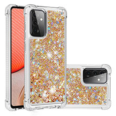 Custodia Silicone Cover Morbida Bling-Bling S01 per Samsung Galaxy A72 4G Oro