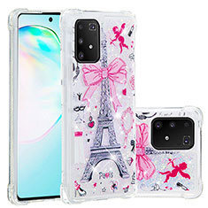Custodia Silicone Cover Morbida Bling-Bling S01 per Samsung Galaxy A91 Rosa