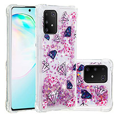 Custodia Silicone Cover Morbida Bling-Bling S01 per Samsung Galaxy A91 Rosa Caldo