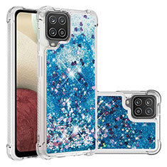Custodia Silicone Cover Morbida Bling-Bling S01 per Samsung Galaxy F12 Blu