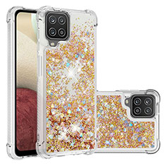 Custodia Silicone Cover Morbida Bling-Bling S01 per Samsung Galaxy F12 Oro