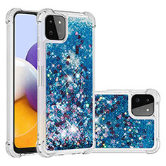 Custodia Silicone Cover Morbida Bling-Bling S01 per Samsung Galaxy F42 5G Blu