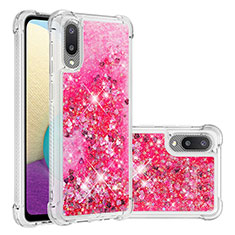 Custodia Silicone Cover Morbida Bling-Bling S01 per Samsung Galaxy M02 Rosa Caldo