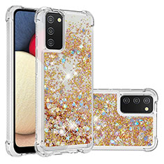 Custodia Silicone Cover Morbida Bling-Bling S01 per Samsung Galaxy M02s Oro