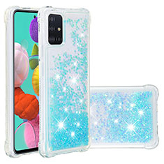 Custodia Silicone Cover Morbida Bling-Bling S01 per Samsung Galaxy M40S Cielo Blu