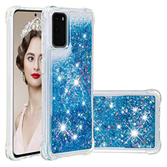 Custodia Silicone Cover Morbida Bling-Bling S01 per Samsung Galaxy S20 5G Blu