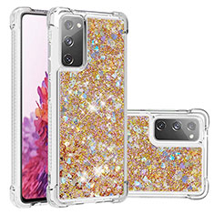 Custodia Silicone Cover Morbida Bling-Bling S01 per Samsung Galaxy S20 FE 4G Oro