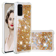 Custodia Silicone Cover Morbida Bling-Bling S01 per Samsung Galaxy S20 Oro