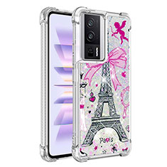 Custodia Silicone Cover Morbida Bling-Bling S01 per Xiaomi Poco F5 Pro 5G Oro Rosa