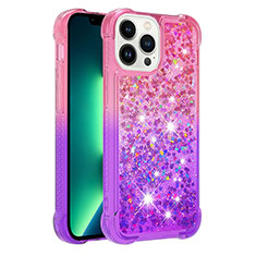 Custodia Silicone Cover Morbida Bling-Bling S02 per Apple iPhone 13 Pro Max Rosa Caldo